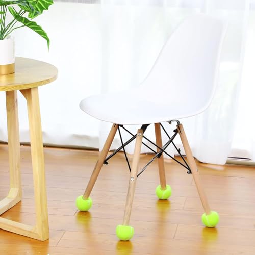 Macarrie 40 Pieces Precut Tennis Balls for Chairs Tennis Ball Chairs Foot Covers for Furniture Leg Classroom Floor Protection Chair Desk Legs Coverings(Yellow) - color: Yellow