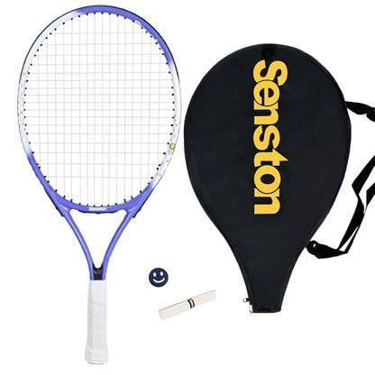 Senston Kids Tennis Racket Set (17 & 23 Inch) - 1 Pack Junior Tennis Racquet, Lightweight Aluminum Frame, Includes Cover - color: blue, size: 23 inch