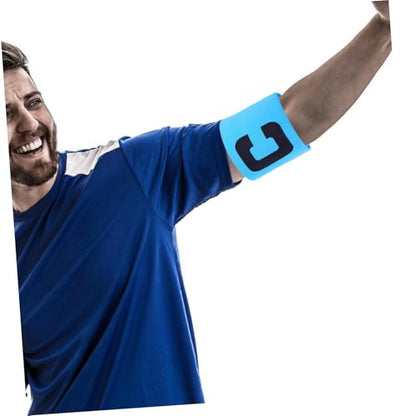 Toddmomy Team Leaders Arm Sign Soccer Captain Armband Football Bands Elastic Soccer Captain Arm Bands Adjustable Rugby Basketball Player for Adult Youth Blue