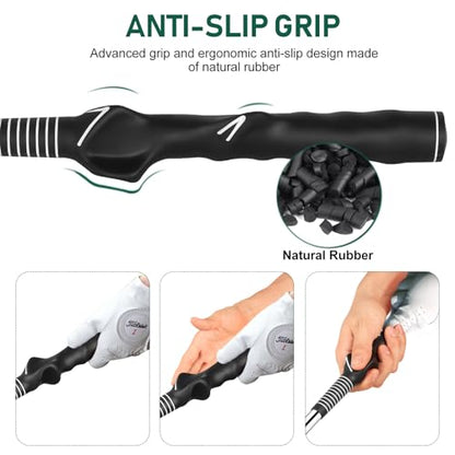 Retractable Golf Swing Trainer with Golf Swing Band-Telescopic Club Retractable Golf Swing Training Aid with Golf Grip Trainer/Tempo Stick Golf/Warm Up/Indoor Golf Practice - color: Black-For Right Hand