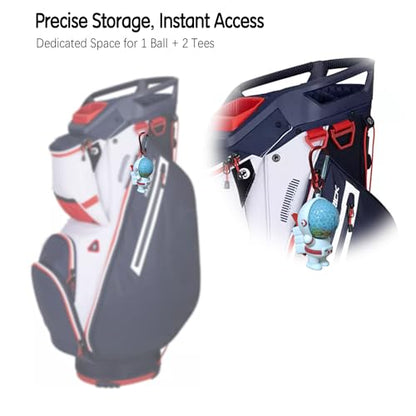 Astronaut Golf Tee Holder and Phone Stand, Includes 2 Golf Tees, Golf Ball Holder with Carabiner, Fun Golf Accessories for Men and Women, Stylish Golf Bag Accessory and Golf Gift