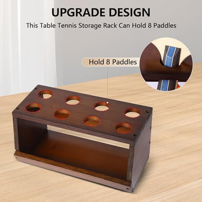 Ping Pong Paddle Holder, Ping Pong Paddle Storage Rack Hold 8 Rackets, 2-in-1 Wall Mount & Countertop Table Tennis Holder for Garage, Game Room, Bar and Men Cave