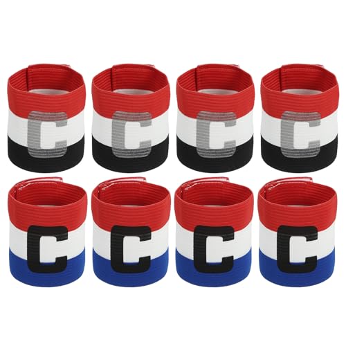 MECCANIXITY Soccer Captain Armband, Captain Arm Bands for Soccer Elastic Captain C Arm Band Sports Captain Armbands for Football Team Training Youth & Adult - color: Black Red/Blue Red