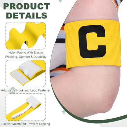 Captain Armbands, Adjustable Leader Arm Band for Soccer Elastic Team Sport Arm Band -Fitting for Football/Volleyball/Rugby - color: Yellow