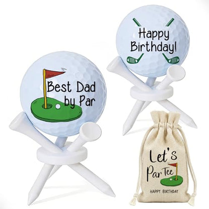 Dad Gift for Fathers Day, Golf Birthday Gift for Dad Father Papa Golfers Lovers Golfing Fan,, 2 Pcs Golf Ball Tabletop Display Stand Holders Gifts Decor, 3 tees