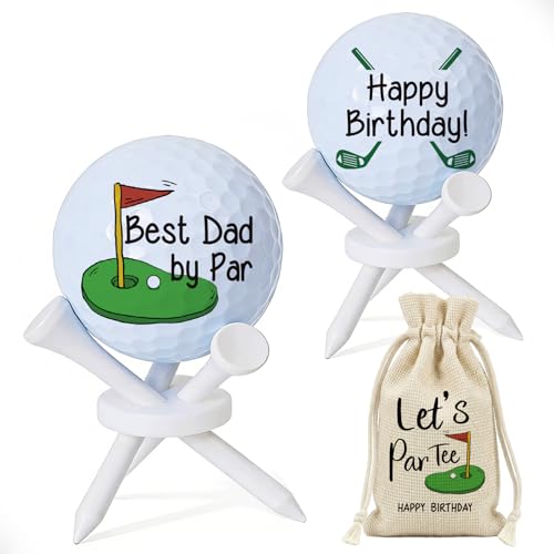 Dad Gift for Fathers Day, Golf Birthday Gift for Dad Father Papa Golfers Lovers Golfing Fan,, 2 Pcs Golf Ball Tabletop Display Stand Holders Gifts Decor, 3 tees