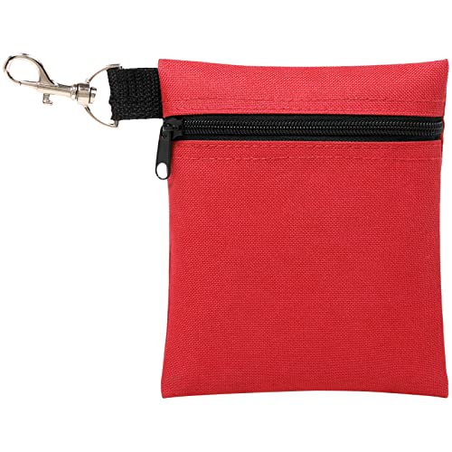 Golf Tee Pouch, 5.62 X 6.87 Inch Professional Zipper Golf Tee/Ball Pouch Bag with Metal Lobster Claw Clip - color: RED