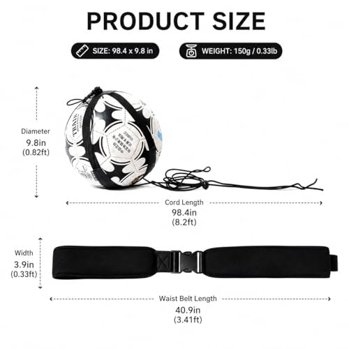 Solo Soccer Trainer for Kids & Teens – Adjustable Soccer Training Aid with Waist Belt & Tether for Ball Control, Footwork, Passing & Shooting Practice