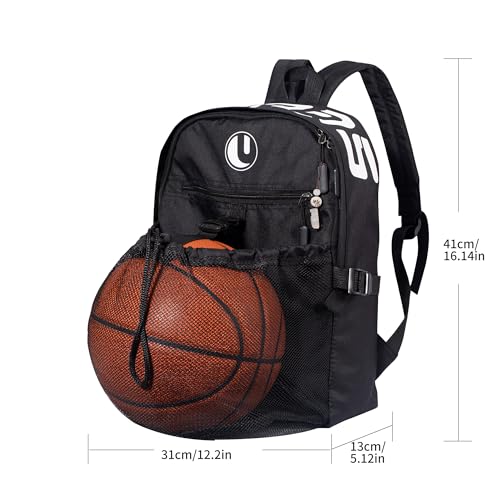 Basketball Backpack with Separate Ball Compartment & Shoe Storage - Durable Sports Bag for Kids & Youth, Water-Resistant Gym Bag for Soccer, Volleyball, and Basketball Gear Training