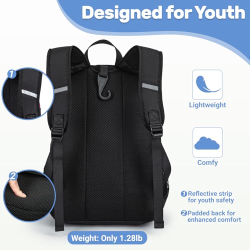 KAVIGOR Youth Baseball Bag, Softball Bag for Girls & Boys, Kids Tball Backpack with Shoes Compartment - color: Black