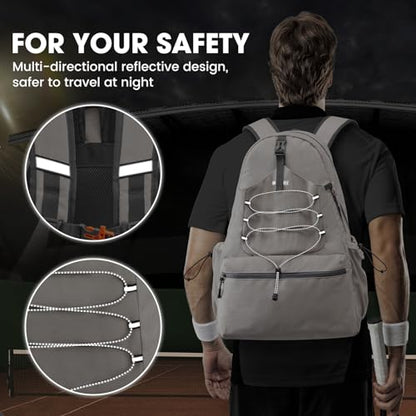 G4Free Tennis Bag, Tennis Backpack for Women Men, Large Pickleball Bag, Holds 4 Rackets with Shoe Compartment - color: Ivory
