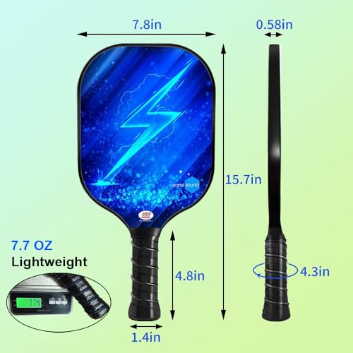 Pickleball Paddles Set of 2 or 4, USAPA Approved Fiberglass Pickleball Racket Set with 4 Outdoor Pickleballs and 1 Carrying Case - color: 2 Pack-Lightning