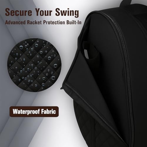 Tennis Bag – Large Capacity Racket Bag for Tennis, Pickleball & Badminton – Water-Resistant & Lightweight - color: BLACK