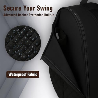 Tennis Bag – Large Capacity Racket Bag for Tennis, Pickleball & Badminton – Water-Resistant & Lightweight - color: BLACK