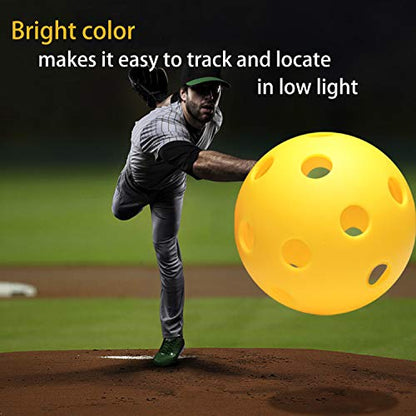 Anteer 12 Pack Plastic Baseball Practice Baseballs for Hitting, Indoor Outdoor Lightweight Balls Baseball Batting Training - color: Yellow