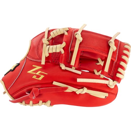 SSK Z5 Craftsman Youth Baseball Glove – 10.5” – 11” – 11.25” – 11.5” Right & Left Hand Throw - color: Red/Camel - I Web, size: 11.5" - Left Hand Throw