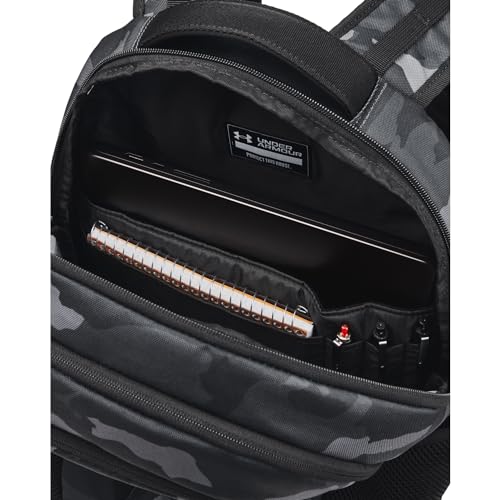 Under Armour Unisex-Adult Hustle 6.0 Backpack - Mens and Womens, (001) Black/Black/Metallic Gold, One Size Fits Most - color: (001) Black / Black / Metallic Gold, size: One Size