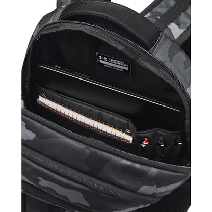 Under Armour Unisex-Adult Hustle 6.0 Backpack - Mens and Womens, (001) Black/Black/Metallic Gold, One Size Fits Most - color: (001) Black / Black / Metallic Gold, size: One Size