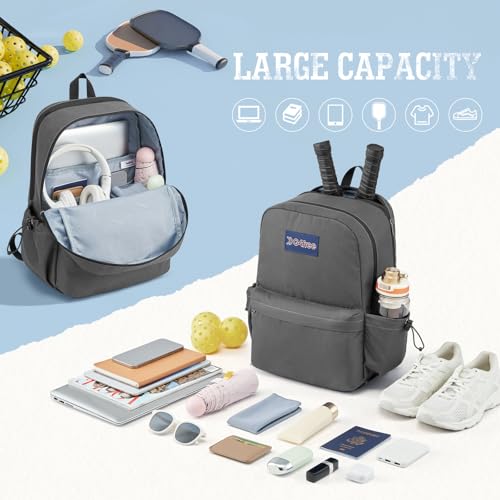 G4Free Pickleball Bag, Pickleball Backpack Fits 2 Paddles with Shoes Compartment and Fence Hook for Men and Women - color: Grey