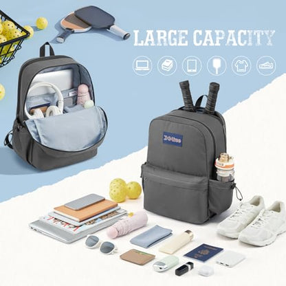 G4Free Pickleball Bag, Pickleball Backpack Fits 2 Paddles with Shoes Compartment and Fence Hook for Men and Women - color: Grey