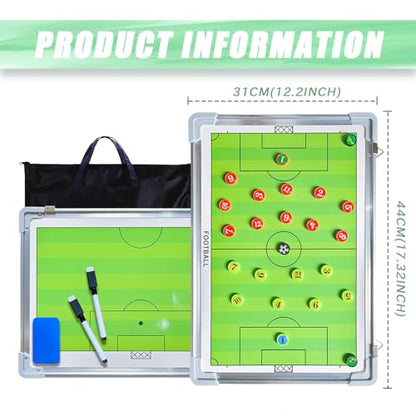PhantomSky Portable Professional Soccer/Football Aluminum Alloy Tactics Board Coaching Board Strategy Board with Magnetic Markers, Pen, Eraser and Portable Storage Bag (Size: 45 x 30cm)