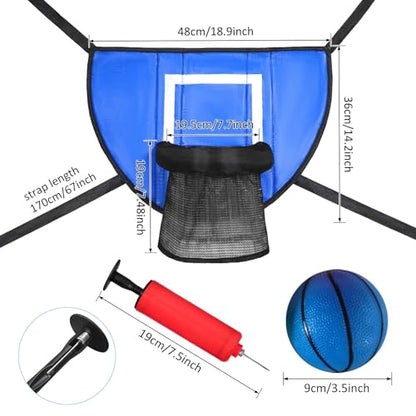 2 Pieces Basketball Hoop Trampoline Basketball Backboard Soft Waterproof Material Breakaway Rim Mini Pump Suitable for Kids Outdoor Exercise Family