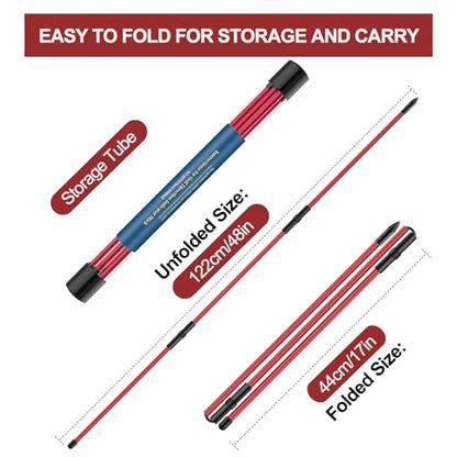 Golf Alignment Sticks 2 Pack,Golf Alignment Rods Upgraded 48" Collapsible Golf Practice Sticks Golf Training Aid for Aiming,Putting,Golf Training Sticks with Clear Tube Case - color: Red