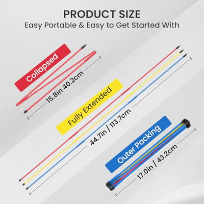 FINGER TEN Golf Alignment Sticks Rods Swing Trainer Tools 43 Inch 2 Or 3 Pack, Fits in Golf Bag Tour Stickers Practice Training Aid - color: 3 Pack Mixed