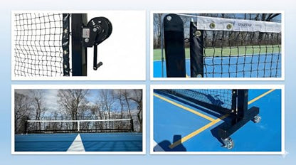 Spartan Pickleball Portable Net System, US Steel, 36" High x 22' Long, 128 lbs, Heavy Duty with Wheels, Indoor & Outdoor Use