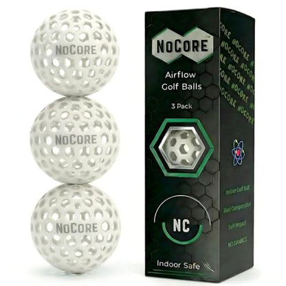 NOCORE Airless Golf Balls for Indoor Short Game Practice - Golf Accessories for Men - Swing Training Inside, Softer Impact Than Foam Golf Balls - Hit Into Anything No Damage Golf Gift