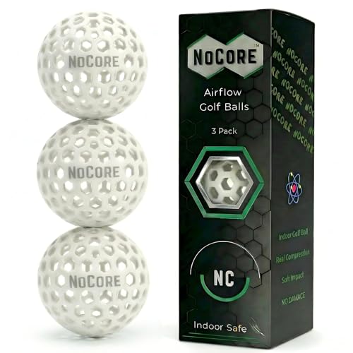 NOCORE Airless Golf Balls for Indoor Short Game Practice - Golf Accessories for Men - Swing Training Inside, Softer Impact Than Foam Golf Balls - Hit Into Anything No Damage Golf Gift