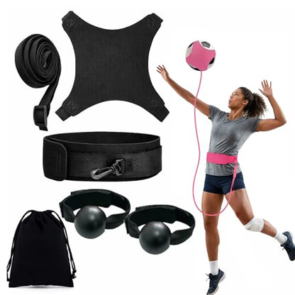 Volleyball Rebound Belt Trainer - Solo Practice Tool, Volleyball Training Equipment Aid to Master Serving Spike, Serve, Set & Pass Like a Pro - No More Ball Chasing, Volleyball Trainer Gift - color: Black