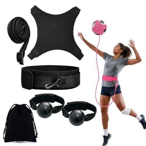 Volleyball Rebound Belt Trainer - Solo Practice Tool, Volleyball Training Equipment Aid to Master Serving Spike, Serve, Set & Pass Like a Pro - No More Ball Chasing, Volleyball Trainer Gift - color: Black