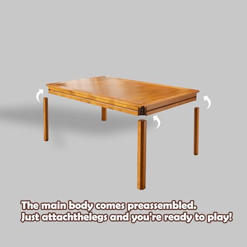 Solid Wood Board Game Table with Removable Table Top for 4–6 Players,Gaming Table and Dining Includes Play Mat and Detachable Cup Holders with 55" x 31" Play Area (Oak) - color: Oak