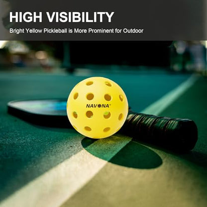 Navona 48 Pack Premium 40-Holes Outdoor Pickleball Balls, Meet USAPA Official Requirement, Perfectly Balanced, High Bounce True Flight, Durable Outdoor Pickleball Set - style: Pickleballs-Y-48 pack