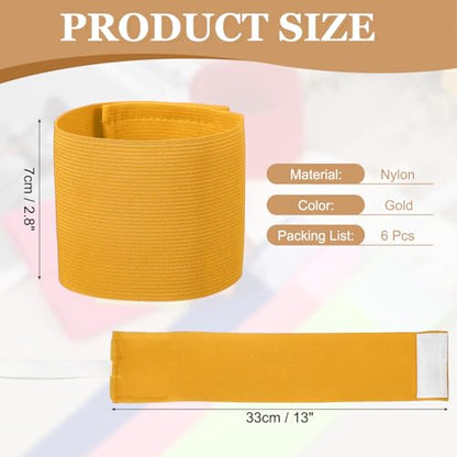 Captain Armbands, Adjustable Leader Arm Bands for Soccer Elastic Team Sport Arm Band-Fitting for Football/Volleyball/Rugby - color: Gold