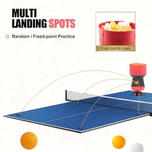 Automatic Table Tennis Robot with Remote, Ping Pong Machine – Adjustable Ball Speed & Frequency, Oscillation Mode for Dynamic Match Simulation