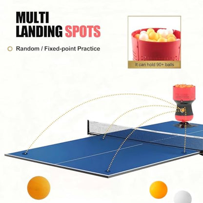 Table Tennis Robot with Dual Spin Mode, Automatic Ping Pong Machine – Switch Between Straight & Spin Balls, Adjustable Speed 15m/s