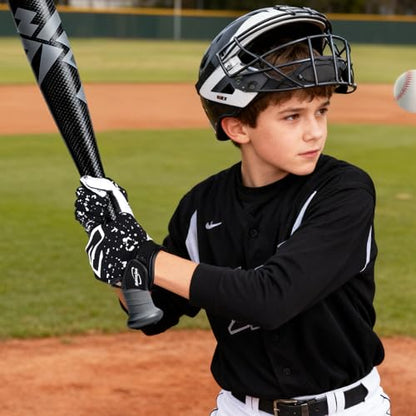 Youth Baseball Batting Gloves, Super Grip Kids Teeball & Softball Gloves for Boys & Girls - color: Black/White, size: Youth XS/S(5.5in-6in)