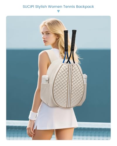 Tennis Bag, Quilted Tennis Sling Crossbody Backpack, Water Resistant Tennis Racket Bags for Women Men, Suitable for Pickleball Tennis Badminton