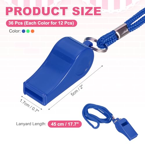 Whistles with Lanyard, Training Sports -Fitting for (Coaches/Referee/Outsides/Team Events) - color: Blue,Green,Orange