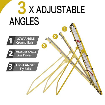 Baseball Rebounder Net 4x4.5 FT, Baseball and Softball Pitch Back Net with 3 Adjustable Angles, Solo Practice Trainer for Ground, Line Drive, Fly Ball, Improve Agility & Precision