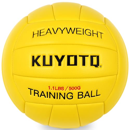 1.1lbs/500g Weighted Heavy Volleyball For Setters Serve Trainer Setter Weighted Volleyball Training Equipment Size 5 Thickened Surface Soft Leather Durable in&Outdoor Training Setting Rebounders - color: Yellow