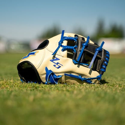 SSK Z5 Craftsman Infield Baseball Glove – 11.25” - 11.5” - 11.75” - 12” – Right & Left Hand Throw - color: Camel/Black/Royal, size: 11.5" - Right Hand Throw