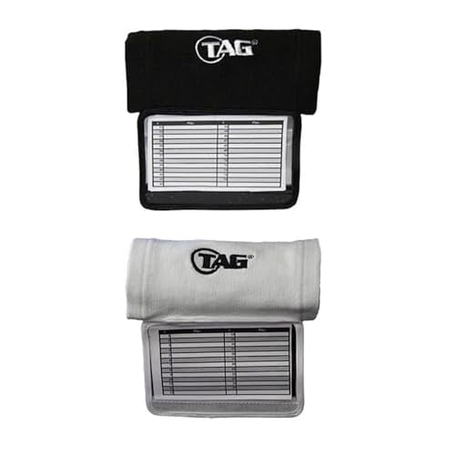 TAG Adult Wrist Coach 2 Pack, Five Window Size 5" x 3", Football Baseball Softball Plays Playbook Quarterback Wristband, Black and White
