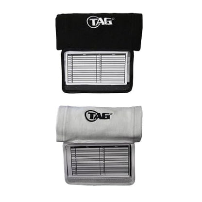 TAG Adult Wrist Coach 2 Pack, Five Window Size 5" x 3", Football Baseball Softball Plays Playbook Quarterback Wristband, Black and White