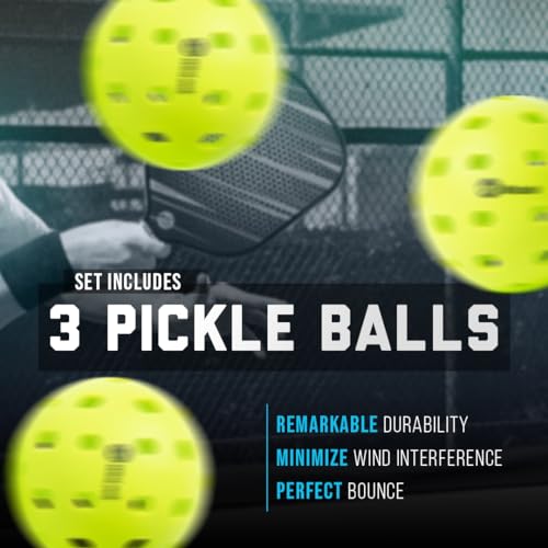 JP WinLook Pickleball Paddles Set - Fiberglass Rackets for Beginners to Professional Skill Levels - for Indoor or Outdoor Play - Includes 2 Premium Racquets, 3 Pickleballs, & a Carrying Bag