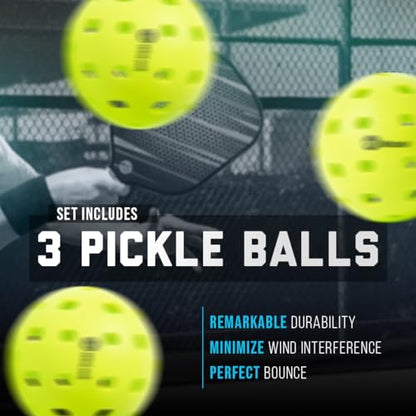 JP WinLook Pickleball Paddles Set - Fiberglass Rackets for Beginners to Professional Skill Levels - for Indoor or Outdoor Play - Includes 2 Premium Racquets, 3 Pickleballs, & a Carrying Bag
