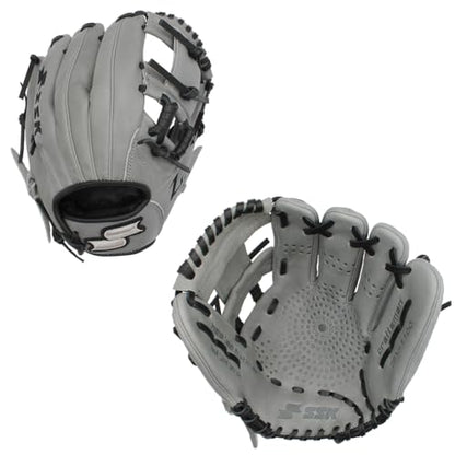SSK Z5 Craftsman Youth Baseball Glove – 10.5” – 11” – 11.25” – 11.5” Right & Left Hand Throw - color: Grey/Black - I Web, size: 11" - Right Hand Throw