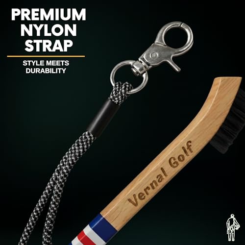 Golf Brush Made from Hickory Wood, Golf Club Groove Cleaner with Secure Clip Attachment for Bags and Carts - Golf Gifts for Men - color: Red and Blue